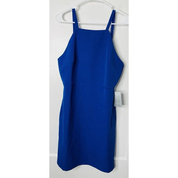 NSR Napean Sea Rd Sheath Dress Large Cobalt Blue Square Neck 90s Style Classic - Picture 1 of 15